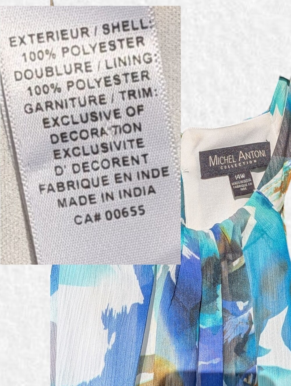 Michel Antoni Size 14: Watercolor Floral Halter Handkerchief Dress: Teal & Blue - Picture 4 of 7